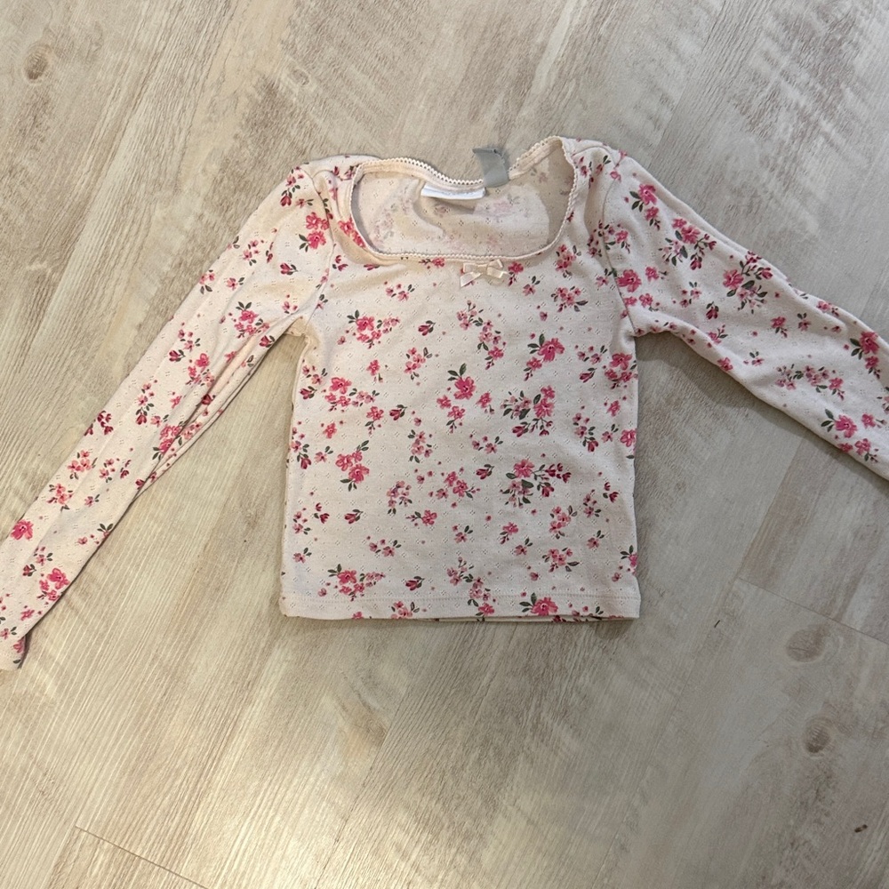 The Children's Place Pink Floral Long-Sleeve Tee - Cream Base